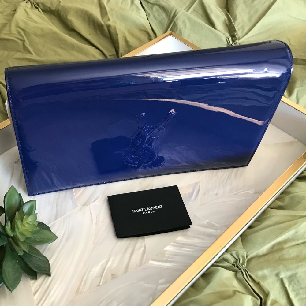 SAINT LAURENT Clutch Bag, blue/indigo, NWT